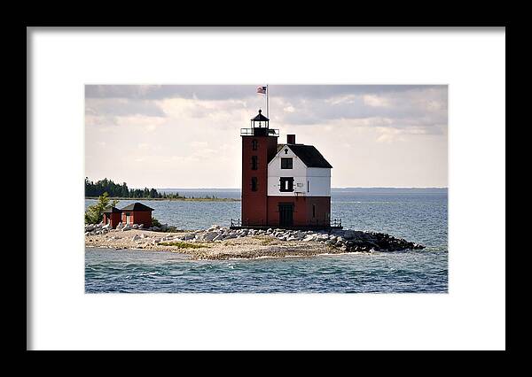 Round Island Light House Framed Print featuring the photograph Round Island Light by Marysue Ryan