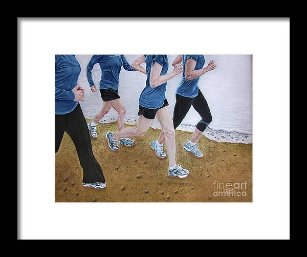 Running Framed Print featuring the pastel Run To Remember by Maris Sherwood