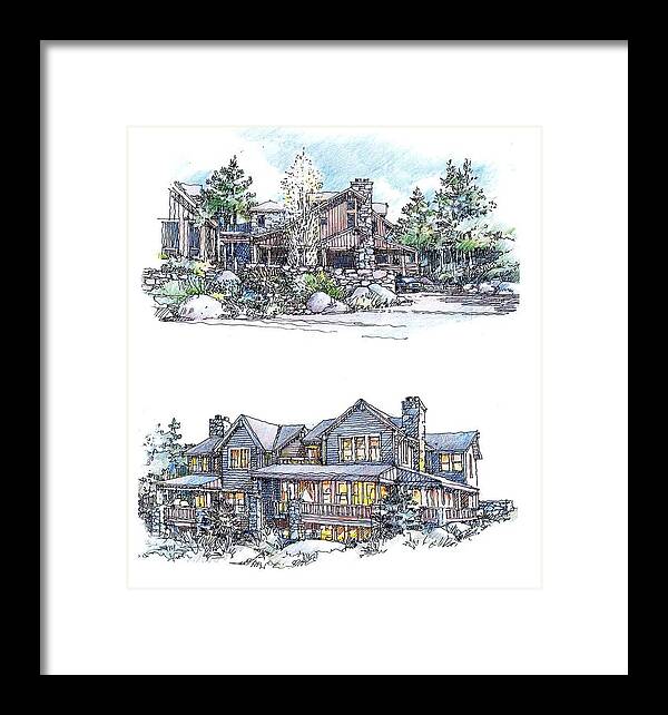 Rustic Character - Framed Print featuring the drawing Rustic Home by Andrew Drozdowicz