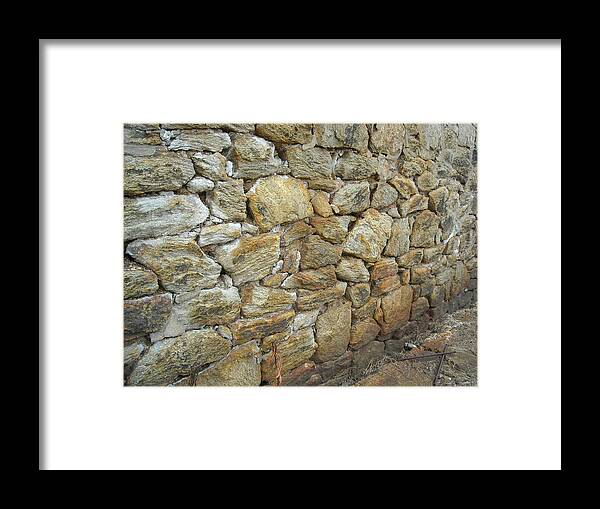 Ennis Framed Print featuring the photograph Rusty Stone Wall by Christophe Ennis