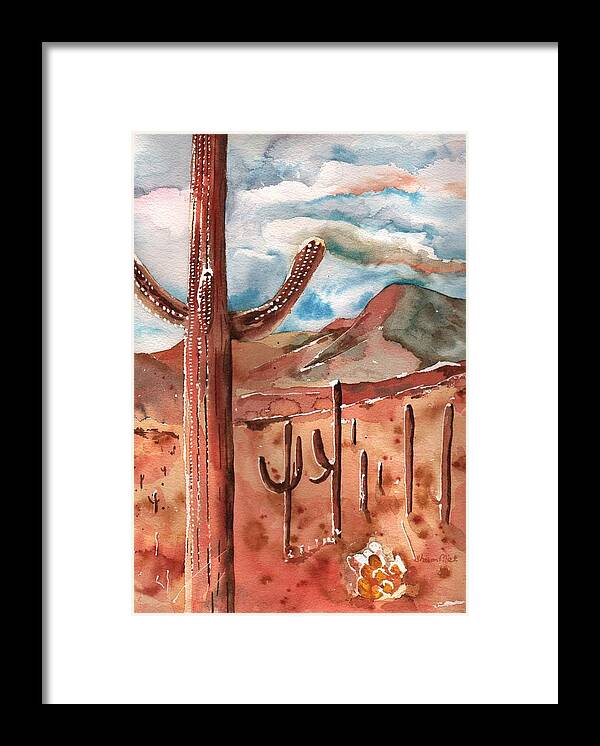 Saguaro Framed Print featuring the painting Saguaro Cactus by Sharon Mick