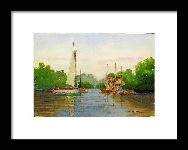 Sail Framed Print featuring the painting Sailing to the harbour by Can Dogancan