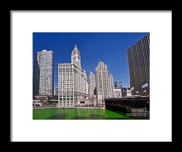Wrigley Tower Chicago Framed Print featuring the photograph Saint Patrick's Day by Dejan Jovanovic