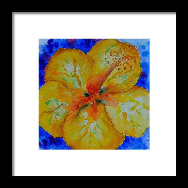 Hibiscus Framed Print featuring the painting San Diego Hibiscus Study II Fireworks by Beverley Harper Tinsley