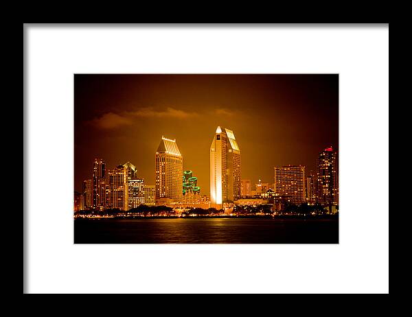 Sunset Framed Print featuring the photograph San Diego Skyline by Mickey Clausen