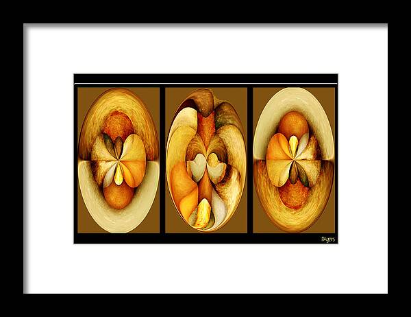 Paula Ayers Framed Print featuring the digital art Sanded Woods Triptych Dark by Paula Ayers