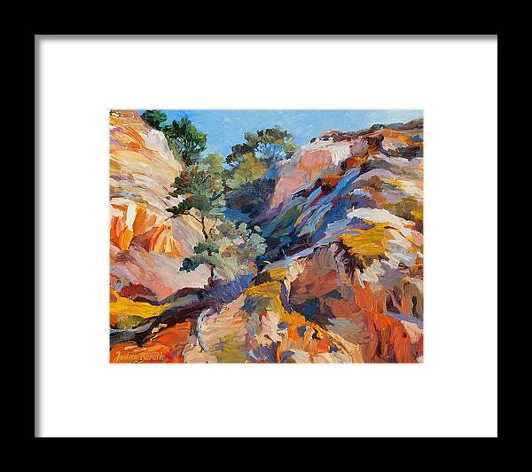Landscape Framed Print featuring the painting Sandstone Canyon by Judith Barath