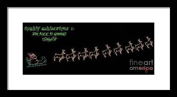 Lights Framed Print featuring the photograph Santa Sled and Reindeer by Donna Brown