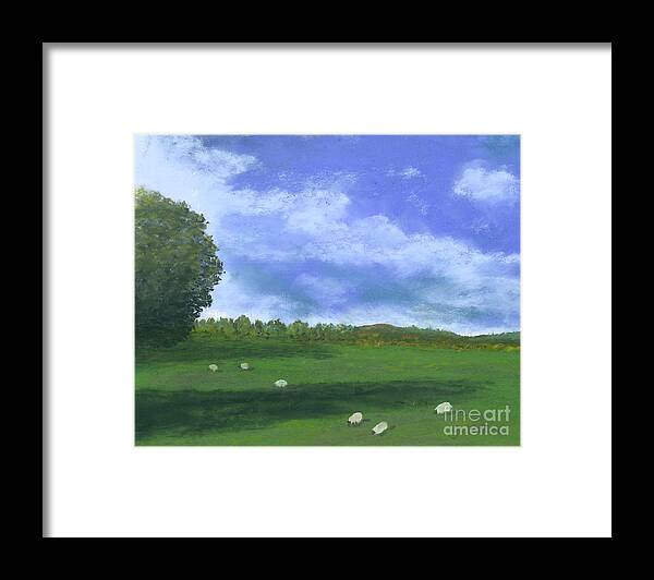 Landscape Framed Print featuring the pastel Scottish Pasture by Ginny Neece