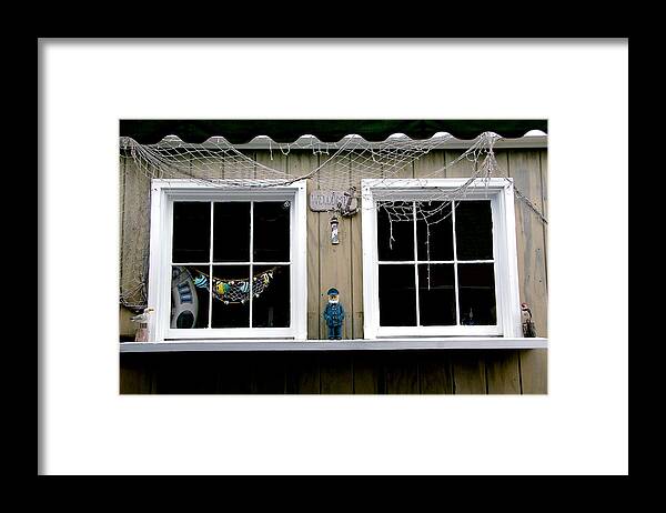 Windows Framed Print featuring the photograph Sea Shack Windows by Cathy Kovarik