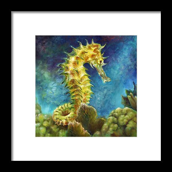  Framed Print featuring the painting Seahorse I by Nancy Tilles