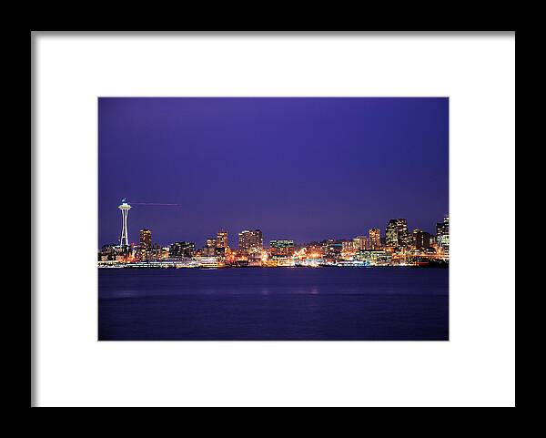 Seattle Framed Print featuring the photograph Seattle at Dusk by Michael Merry