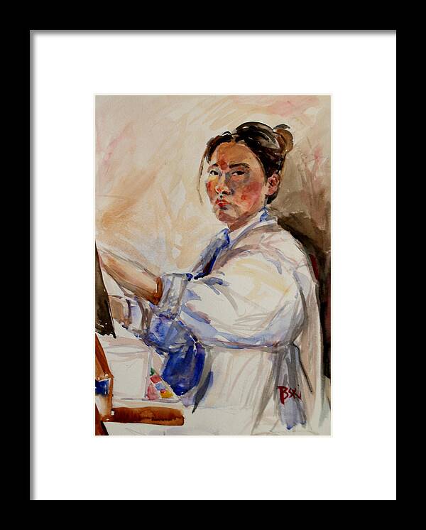 Watercolor Framed Print featuring the painting Self Portrait 2 - 2010 by Becky Kim