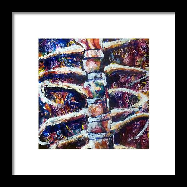 Anatomy Framed Print featuring the painting Self Portrait 2 The Housing of My Heart by Mary C Farrenkopf