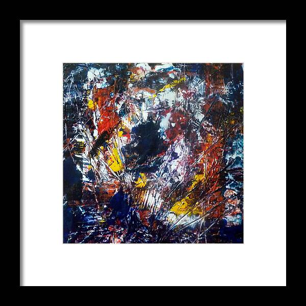 Abstract Framed Print featuring the painting Self Portrait 5 The Bitter Pill Regret by Mary C Farrenkopf