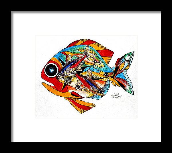 Fish Framed Print featuring the painting Seven Fish by J Vincent Scarpace