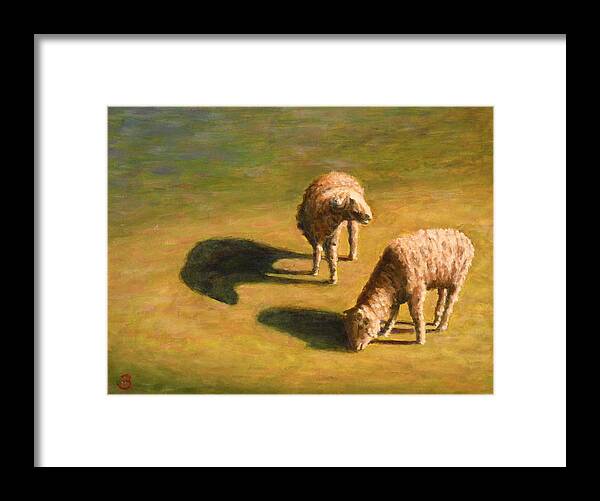 Sheep Framed Print featuring the painting Sheep Shapes Two by Joe Bergholm