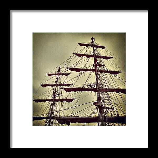 Clouds Framed Print featuring the photograph Ship Sales #sales #sky #clouds #wood by Invisible Man