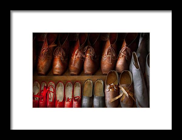Hdr Framed Print featuring the photograph Shoemaker - Shoes worn in life by Mike Savad