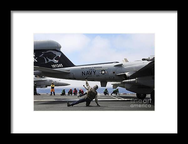 Flight Deck Framed Print featuring the photograph Shooters Signal Satisfactory Final by Stocktrek Images