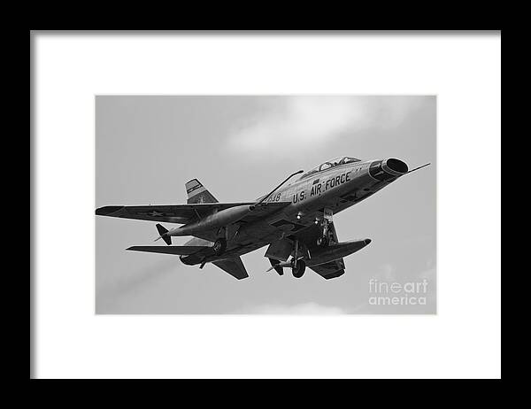 North American Aviation Framed Print featuring the photograph Short Final Hun BW by Tim Mulina