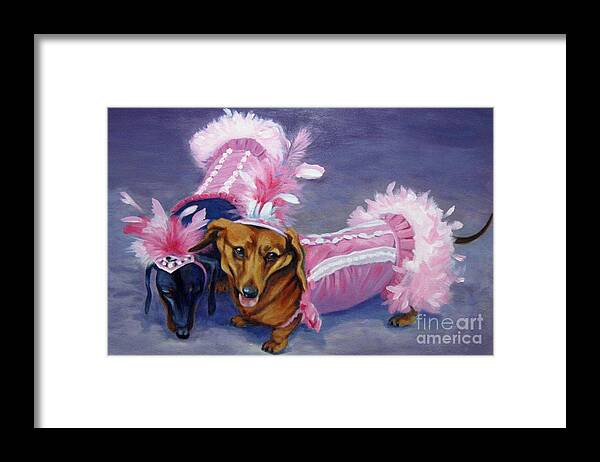 Dogs Framed Print featuring the painting Show Girls by Pat Burns