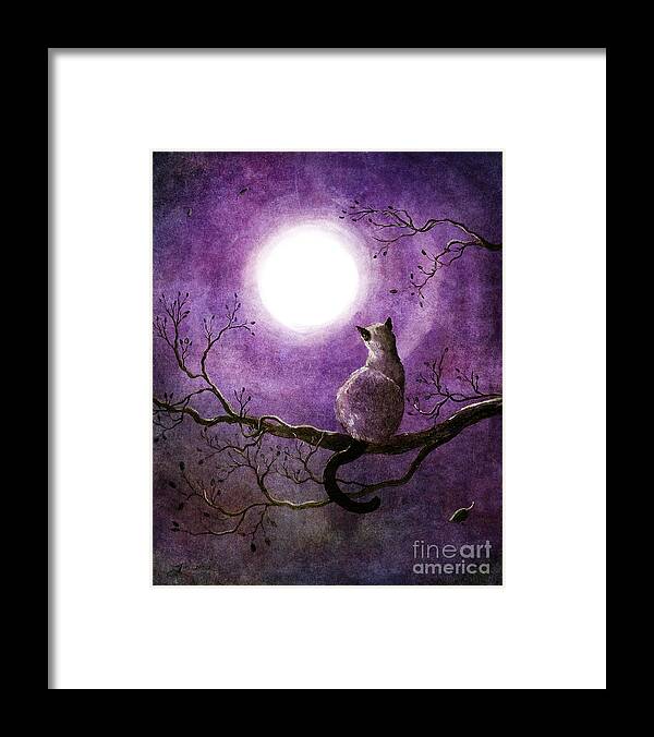 Zen Framed Print featuring the digital art Siamese Cat Dreaming of Autumn by Laura Iverson