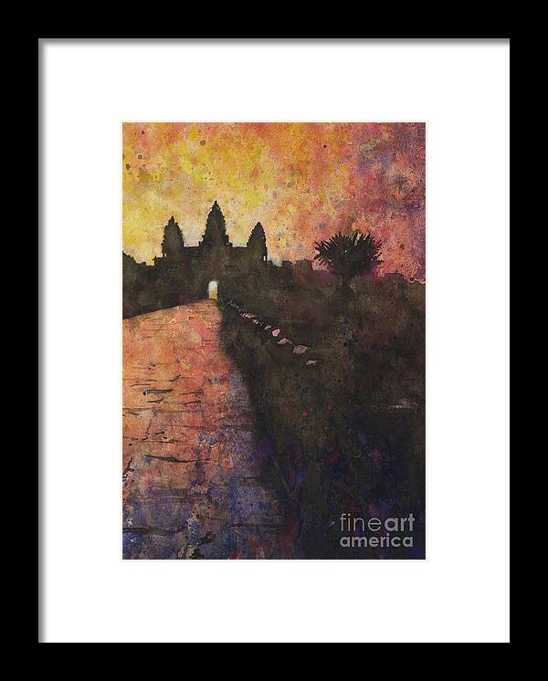 Angkor Wat Framed Print featuring the painting Siem Reap Sunrise 3 by Ryan Fox