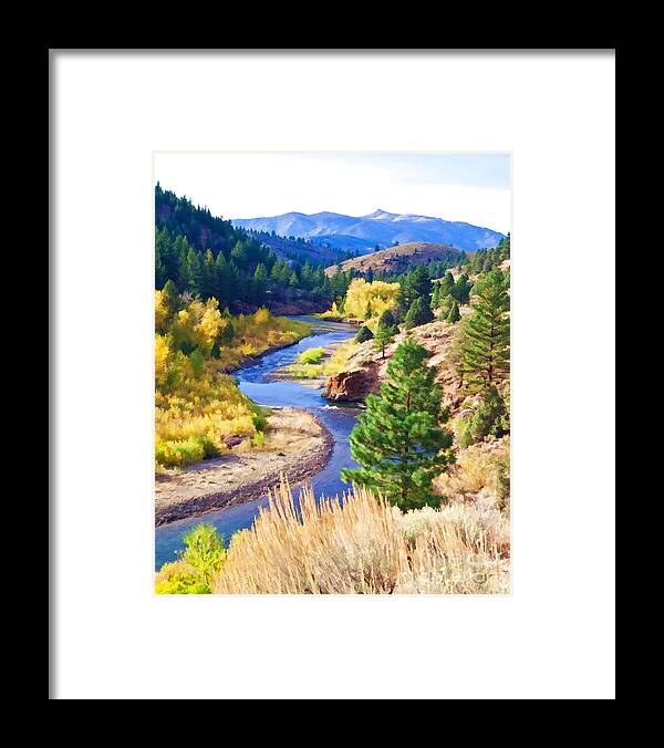 Mountain Stream Landscape Framed Print featuring the digital art Silver Creek 2 by L J Oakes