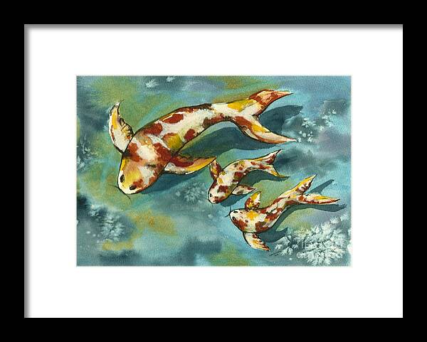 Koi Fish Framed Print featuring the painting Single Parenting by Lynn Babineau