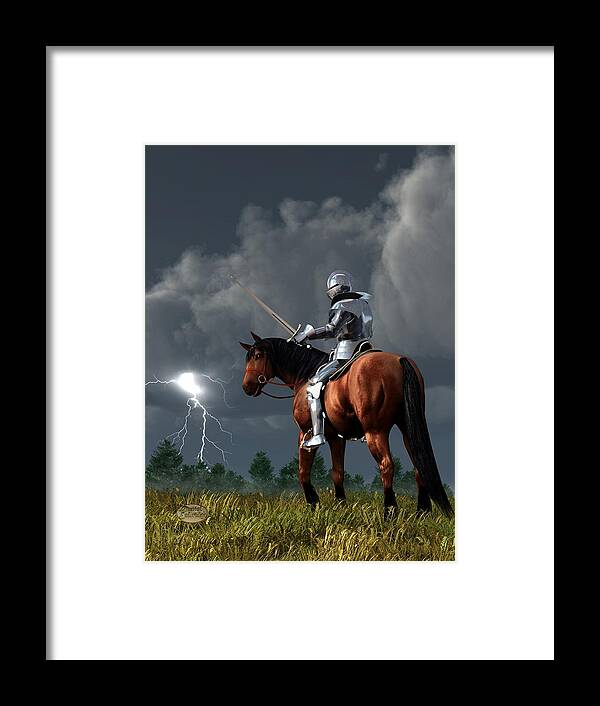 Knight Framed Print featuring the digital art Sir Lightning Rod by Daniel Eskridge