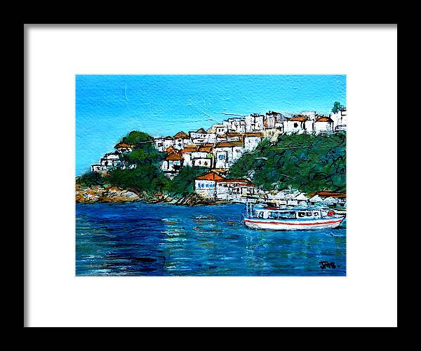 Greece Framed Print featuring the painting Skiathos Greece No2 by Jackie Sherwood