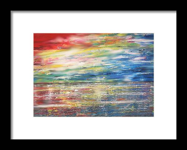 Sky Blue Red Sea Framed Print featuring the painting Sky by Eric Sosnowski