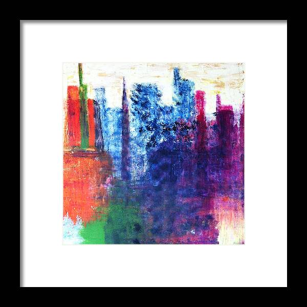 Abstract Framed Print featuring the painting Skyline by Kristine Bogdanovich