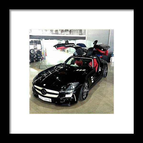 Iphoneography Framed Print featuring the photograph #sls #amg #mercedes #benz #black #red by Khaleel Alibrahim