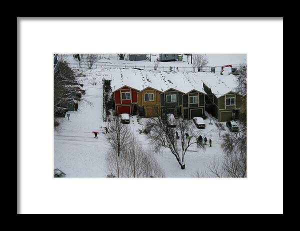 Snow Framed Print featuring the painting Snow Day by Quin Sweetman