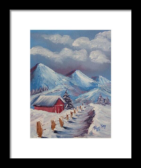 Mountain Scene Framed Print featuring the painting Snow Path by Peggy King