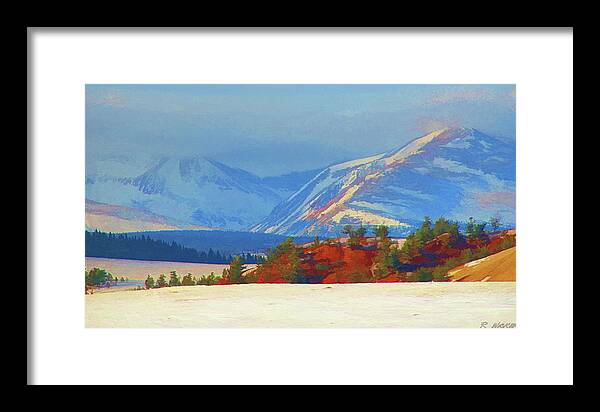 Mountains Framed Print featuring the digital art Snow Scene by Rick Wicker