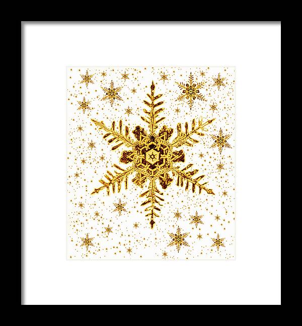Snowflake Framed Print featuring the photograph Snowflakes by Mehau Kulyk