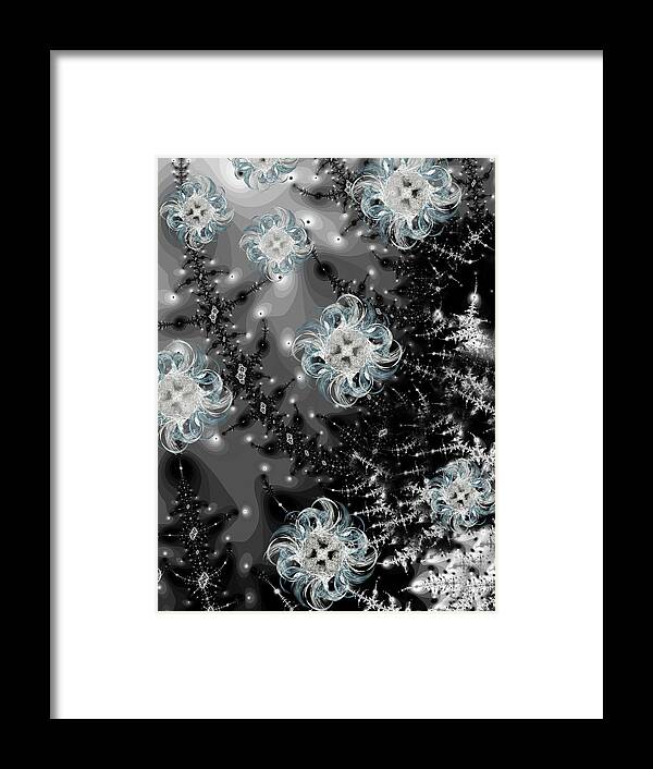 Fractal Framed Print featuring the digital art Snowy Night III Fractal by Betsy Knapp