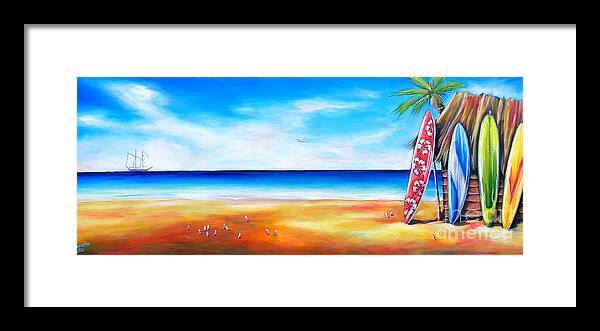 Surf Framed Print featuring the painting Solway Sailing by Deb Broughton