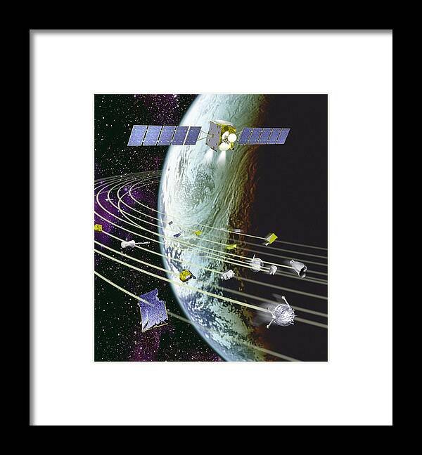 Communications Satellite Framed Print featuring the photograph Space Debris by David Ducros