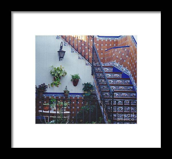 Spain Framed Print featuring the photograph Spanish Tile Stairs by Barbara Plattenburg