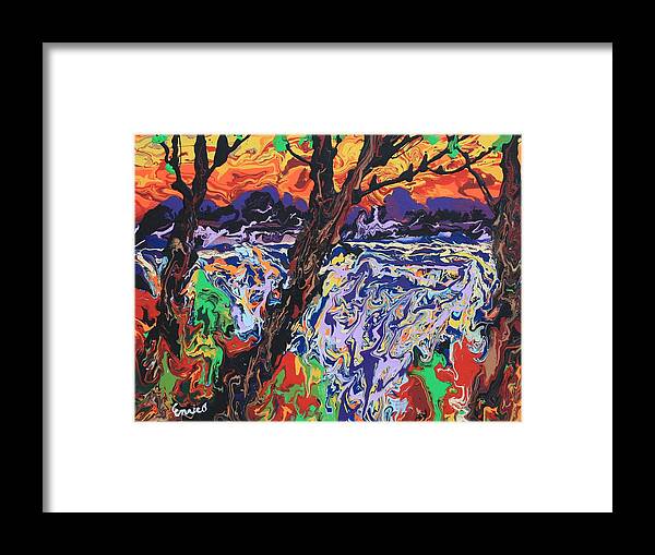 Kaleidoscape Framed Print featuring the painting Spirit Lake by Art Enrico