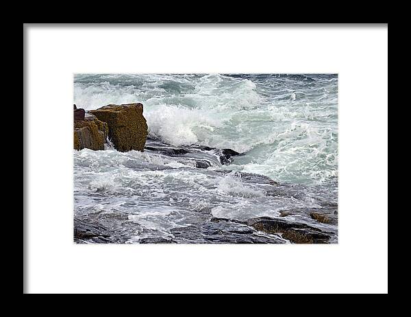 Acadia Framed Print featuring the digital art Splash of Sea Lace by Lynda Lehmann