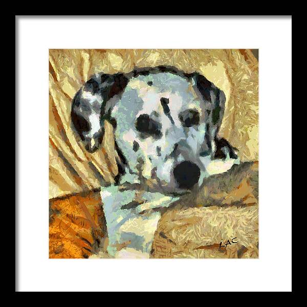 Dalmatian Framed Print featuring the painting Spots of Picasso by Doggy Lips