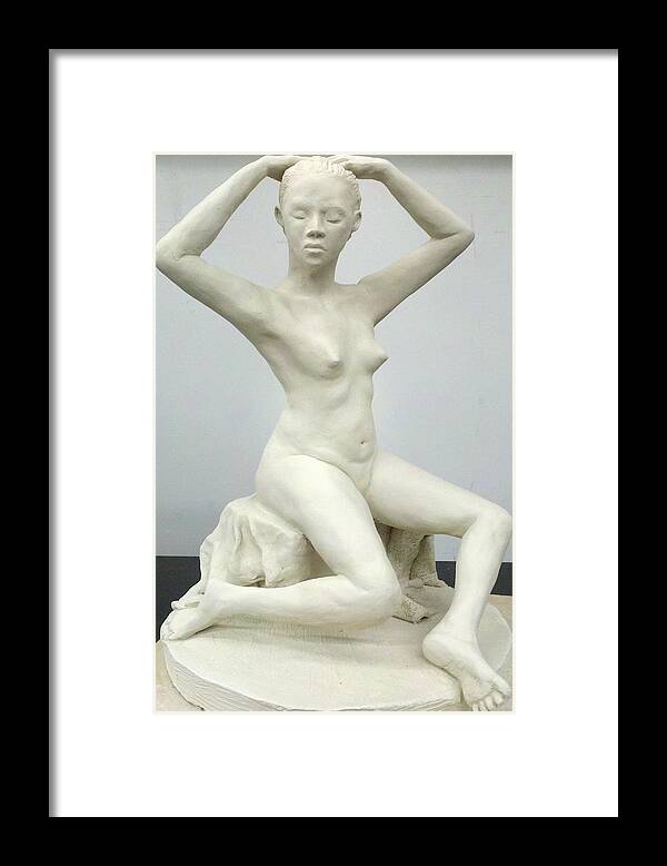 Sitting Nude Framed Print featuring the sculpture Spring 2 by Eduardo Gomez