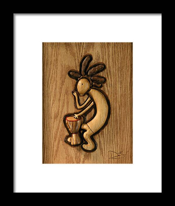 Kokopelli Framed Print featuring the relief Spring Jam b by David Taylor
