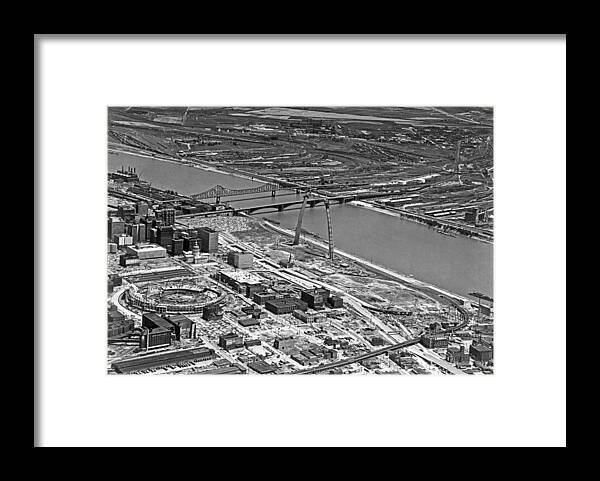 St. Louis Arch Construction Framed Print by Underwood Archives