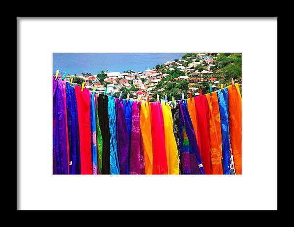 Travel Framed Print featuring the photograph St. Lucia / Scarves by Claude Taylor